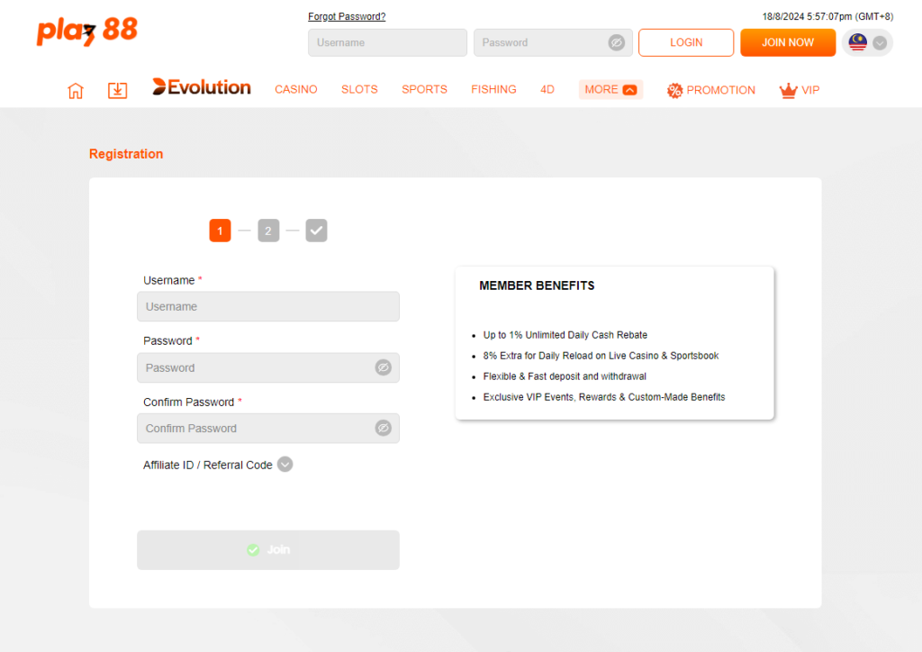 Visit the Play88 registration page to create your account by entering your basic information and verifying your email address.