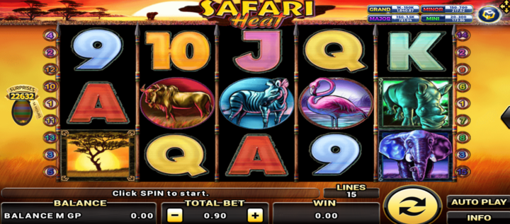 Safari Heat features a captivating African wildlife theme, presented in a classic 5-reel, 3-row layout.