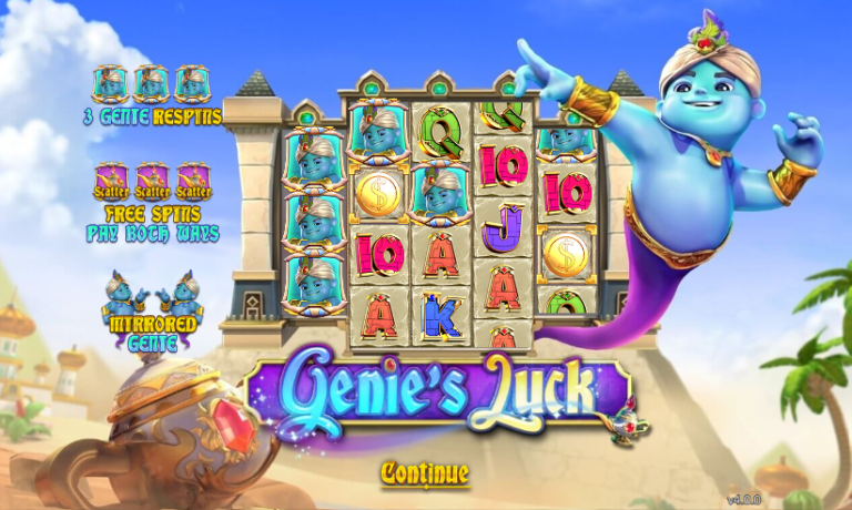 Genie's Luck slot game with 243 paylines, featured on the trusted casino platform Play88, showcasing a mystical theme.